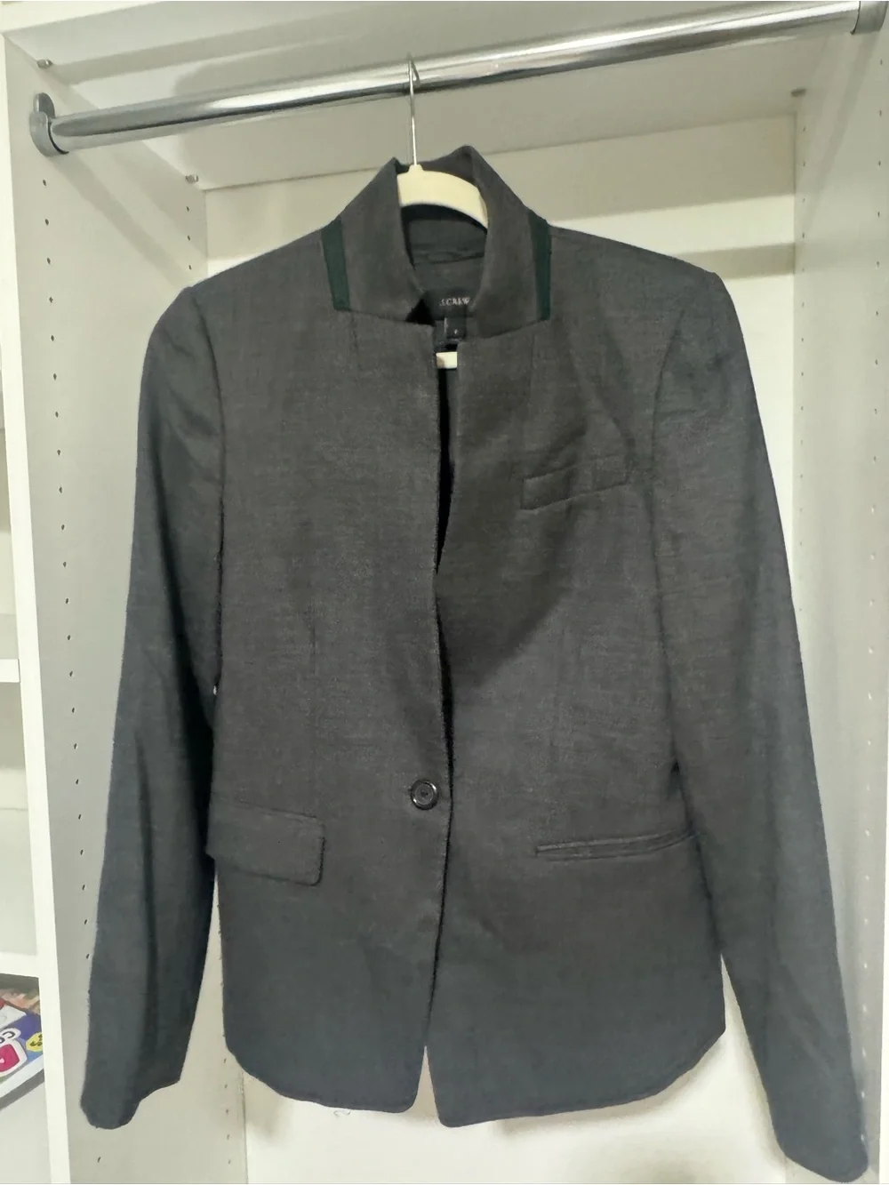 J. Crew Gray Wool Stand-Collar Regent Blazer